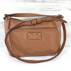 KATE SPADE NEW YORK TAN BROWN PEBBLED LEATHER SMALL CROSSBODY BAG ZIPPER ❗AS-IS❗